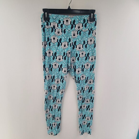 LulaRoe Women's Two Pack Leggings Pink/Blue One Size Disney Themed Soft Strech - Picture 1 of 12